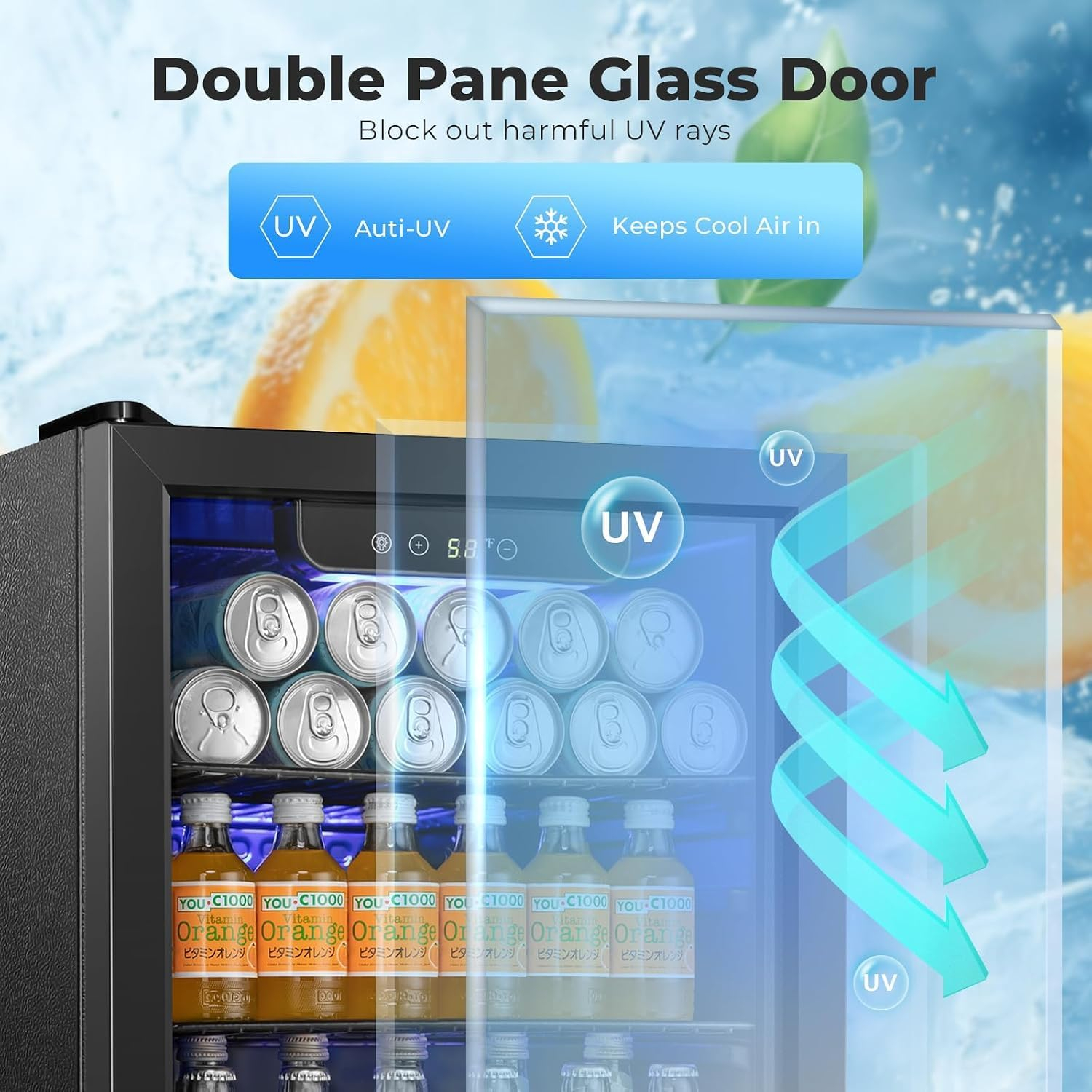 Antarctic Star - Mini refrigerador para nevera, 1.3-2.4cu.ft., bodega, puerta de vidrio para cerveza y soda, vino, dispensador de bebidas pequeñas, puerta frontal transparente extraíble para el hogar