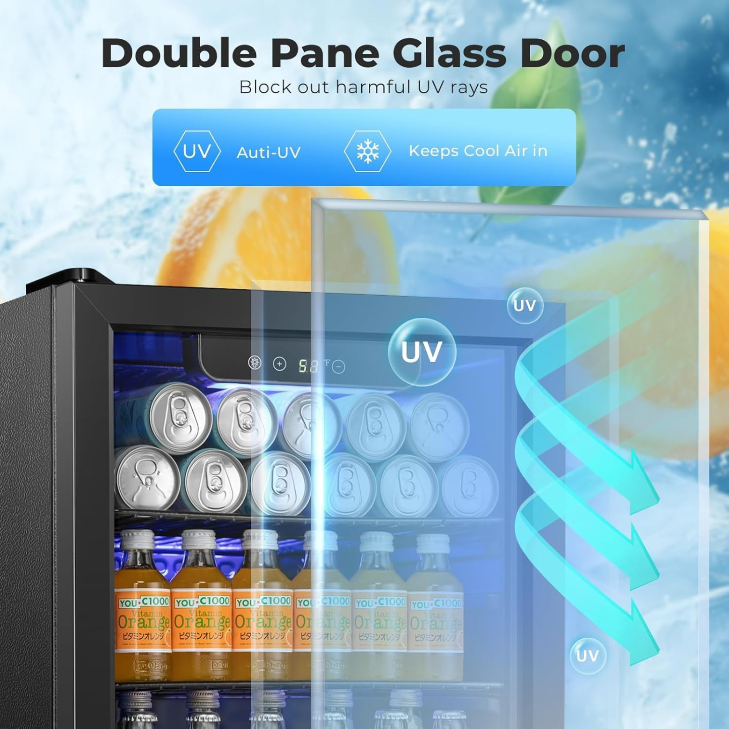 Antarctic Star - Mini refrigerador para nevera, 1.3-2.4cu.ft., bodega, puerta de vidrio para cerveza y soda, vino, dispensador de bebidas pequeñas, puerta frontal transparente extraíble para el hogar