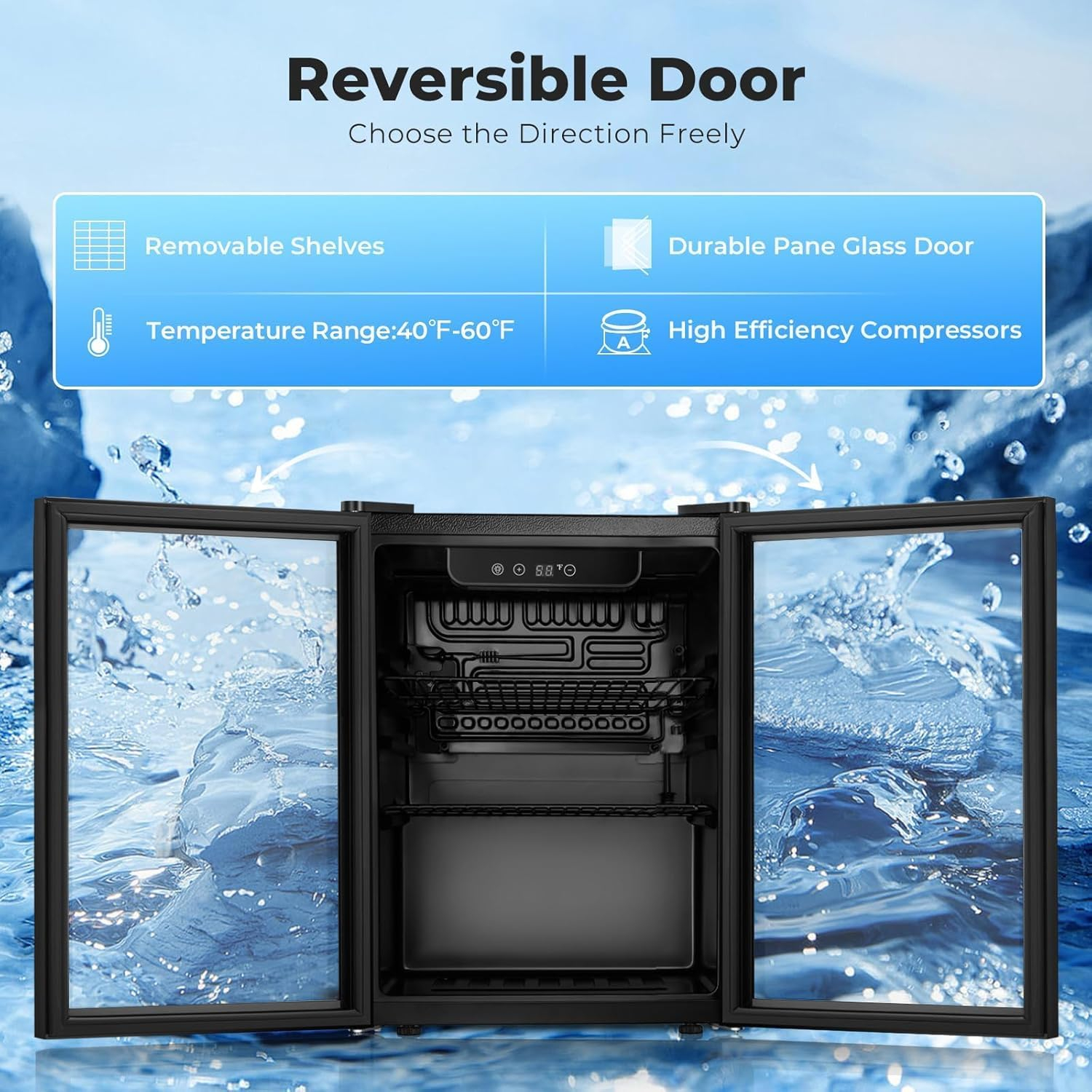 Antarctic Star - Mini refrigerador para nevera, 1.3-2.4cu.ft., bodega, puerta de vidrio para cerveza y soda, vino, dispensador de bebidas pequeñas, puerta frontal transparente extraíble para el hogar