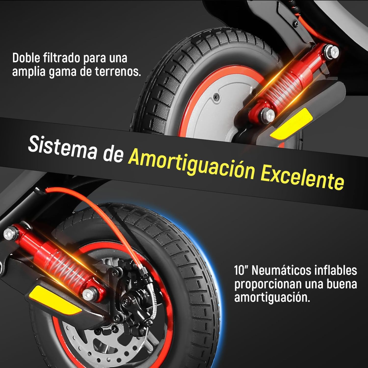 HONEYWHALE M1 MAX/S2 MAX Scooter Eléctrico 500W-32KM/H-22KM Patin Electrico | Diseño Plegable, Doble Suspensión, Neumáticos Inflables de 10", APP Bluetooth, Doble Freno e Intermitentes, Más Comodidad