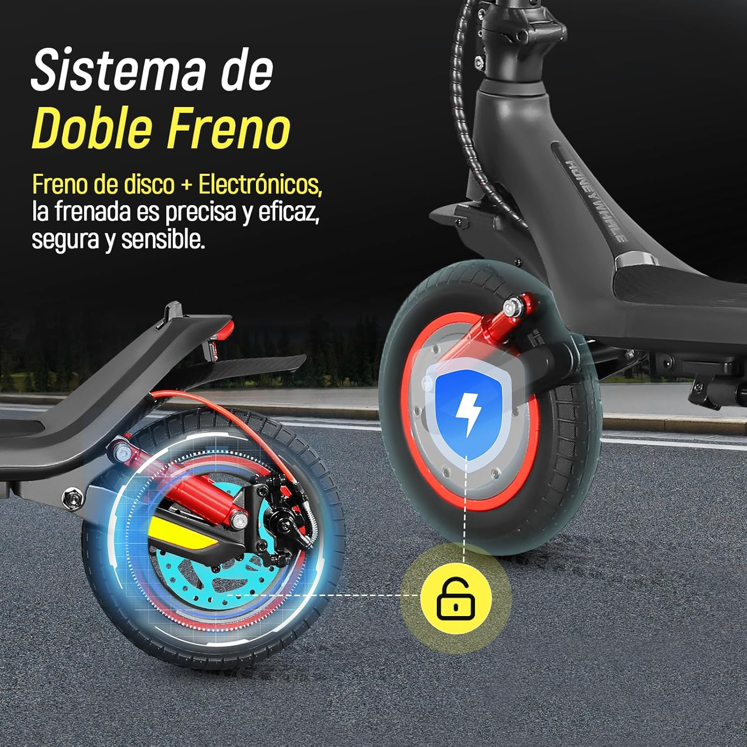 HONEYWHALE M1 MAX/S2 MAX Scooter Eléctrico 500W-32KM/H-22KM Patin Electrico | Diseño Plegable, Doble Suspensión, Neumáticos Inflables de 10", APP Bluetooth, Doble Freno e Intermitentes, Más Comodidad