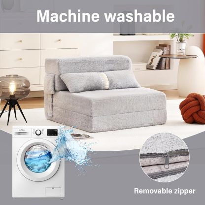 Tiita - Sillón de futón, tamaño individual, sofá cama plegable con almohada, colchón de piso y futón para sala de estar, recámara, uso de invitados, departamento