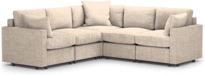 MODISOFA - Sofá Sala Esquinera Modular con Otomano | 6 Plazas | Beige | + Pillow Pack | Fácil de Ensamblar y Adaptable | Envío Gratis