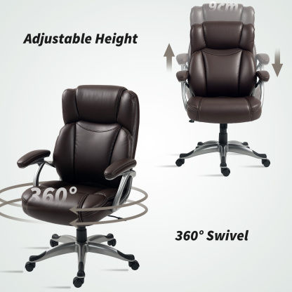 HOMCOM Silla de Oficina con Respaldo Alto, Silla de Ordenador Giratoria Inclinable