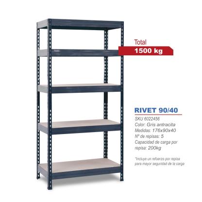 Estante Rivet 5 Nivel(es) 90x176x40 cm Gris