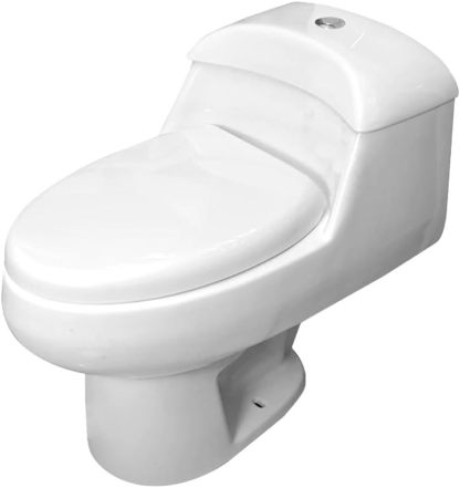 Decobath - WC/Inodoro de Cerámica, Una Pieza, Doble Descarga, Asiento Cierre Suave, Color Blanco