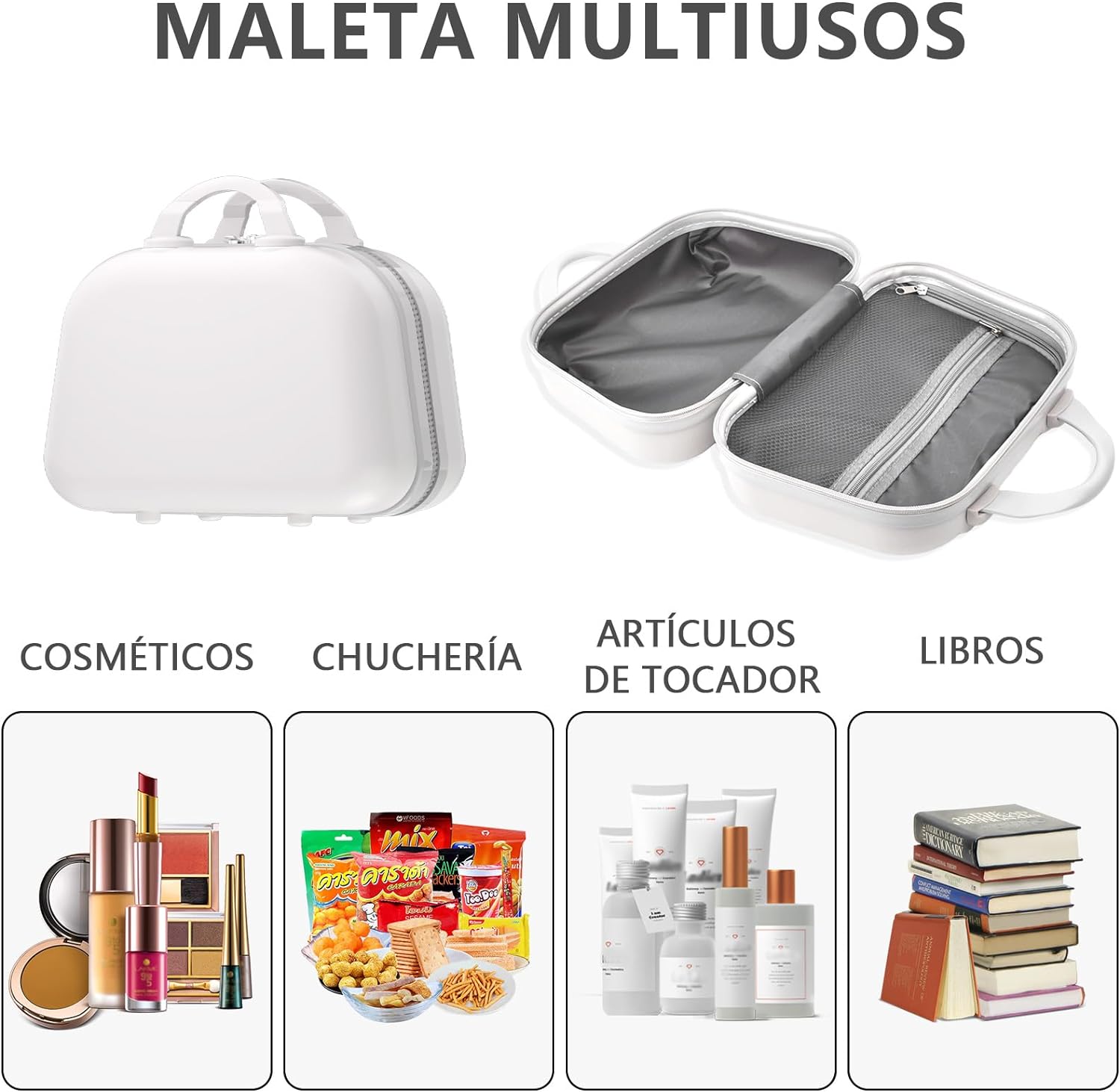 HOGESA Juego de Maletas de Viaje, Maletas de Viaje Carry On 21”, Maleta de Mano Pequeña con Ruedas Silenciosas de 360 Grados, Equipaje de Mano para Avion con Candado de Seguridad - 2 Piezas (Blanco)