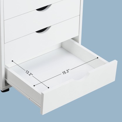 Cómoda EDX de 7 cajones: amplio armario de madera para organizar el dormitorio, el hogar y la oficina, color blanco