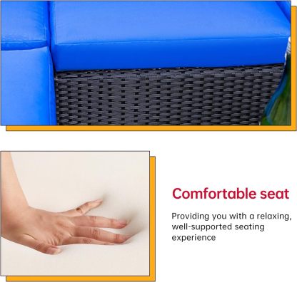FDW - Juego de 4 muebles para exteriores, juego de conversación de mimbre con silla de ratán, mesa de centro para exteriores, interiores, jardín, patio, porche, terraza, balcón, cojines de mimbre