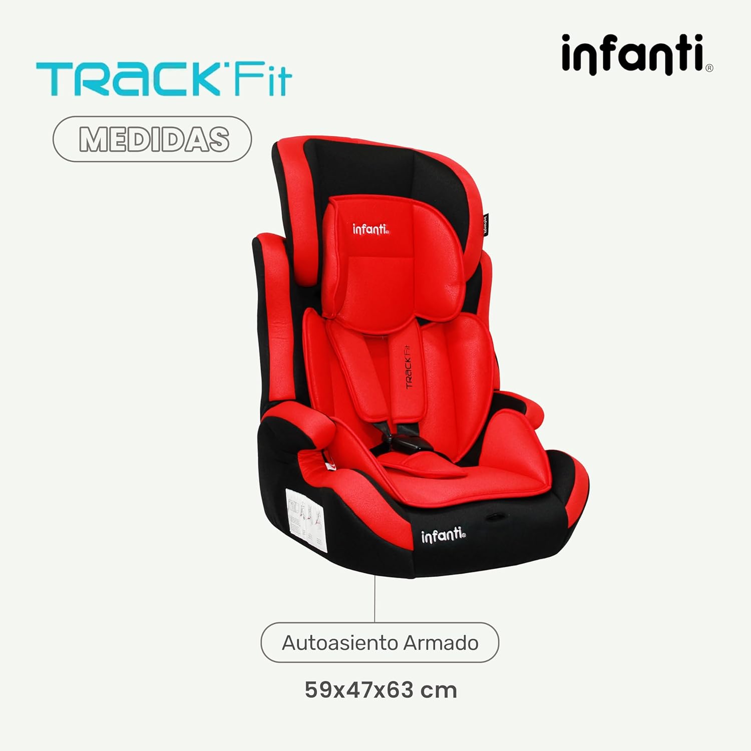 INFANTI | Asiento para Bebe Carro Portabebe TRACK-FIT | Autoasientos para Bebe | Booster Car Seat - Cosas para Bebes - Silla para Bebe | Respaldo Desmontable | Desde 9 kg a 36 kg