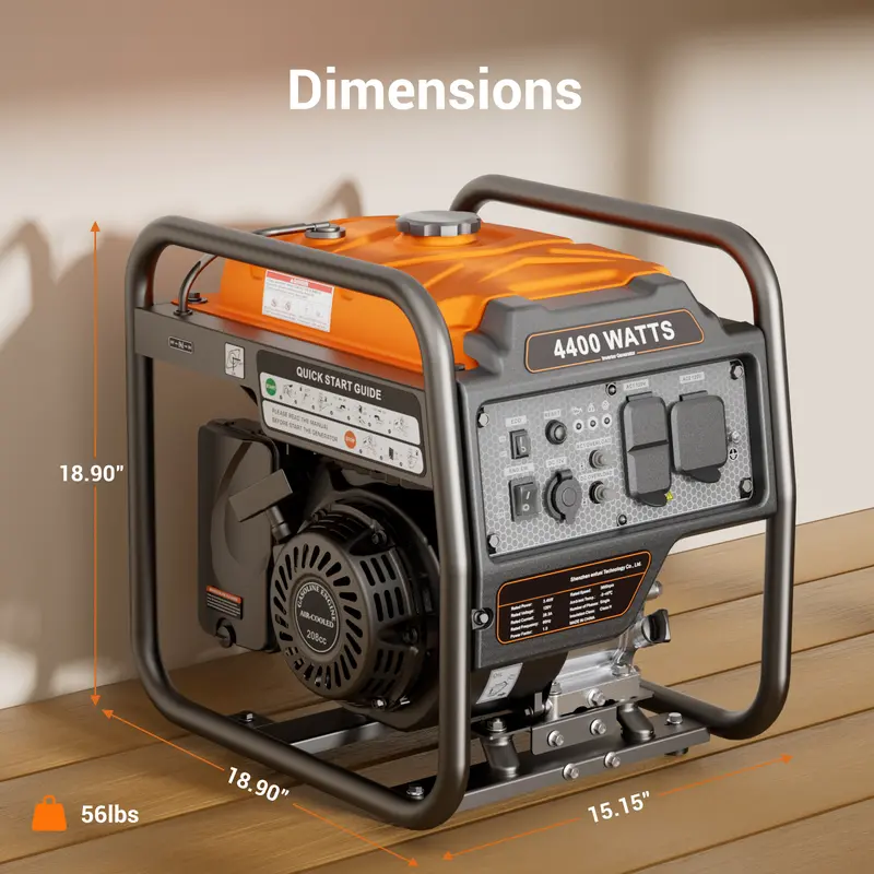 Generador portátil de 4400 vatios para uso fuera de la red eléctrica, equipo de energía para exteriores