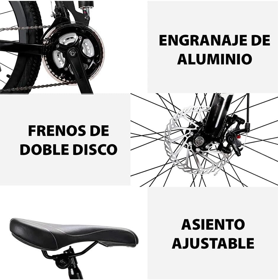 Bicicleta Montaña Plegable Bike Teche Frenos Tipo Shimano 21v Rodada 26