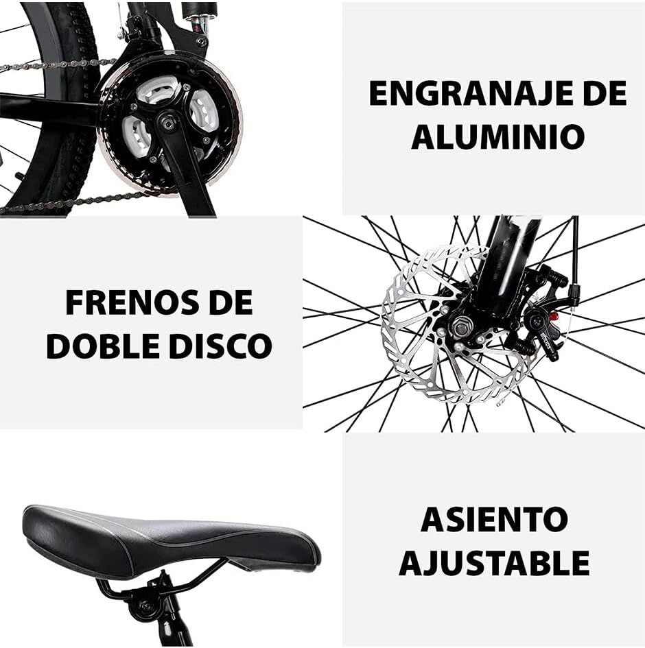Bicicleta Montaña Plegable Bike Teche Frenos Tipo Shimano 21v Rodada 26
