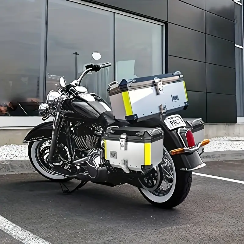 45L Motorcycle Top Box Tail Box, Aluminum Motorcycle Luggage Box, With Safety Lock, Suitable For Storing Helmets And Large Luggage