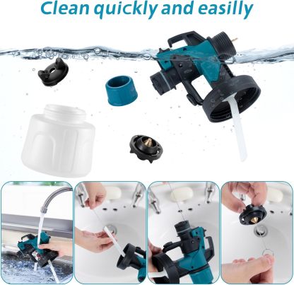 Pistola de Pintura, 800W Pistola para Pintar Eléctrica con Recipiente de 1400ml, Pulverizador de Pintura Multipropósito con 3 Modos de Pulverización y 4 Boquillas para Casas, Paredes, Muebles, Cercas