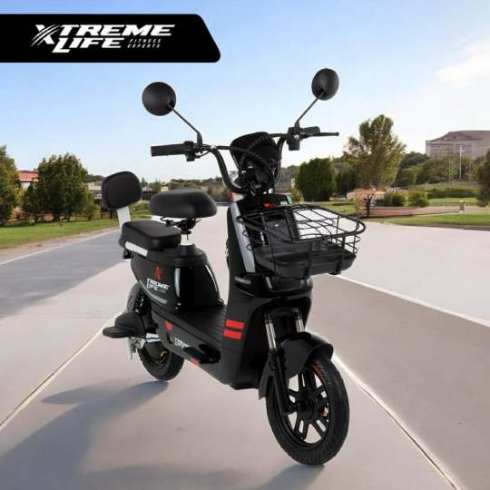Bicicleta Xtreme Life SKYMTRBIKE Con Canastilla Moto Electrica 50 Km 350w 0-33km/h Color Negro