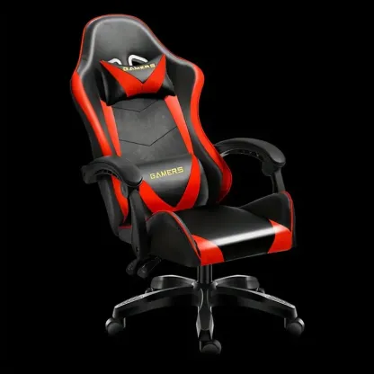 Rotating Nylon Frame Gaming Chair with Sponge Filling, Adjustable Headrest and Lumbar Support, Hardwood and Steel Construction, High-Back Recliner for Computer and Office Use - Ergonomic Design with Mute Pulley and Wipe Clean Instruction