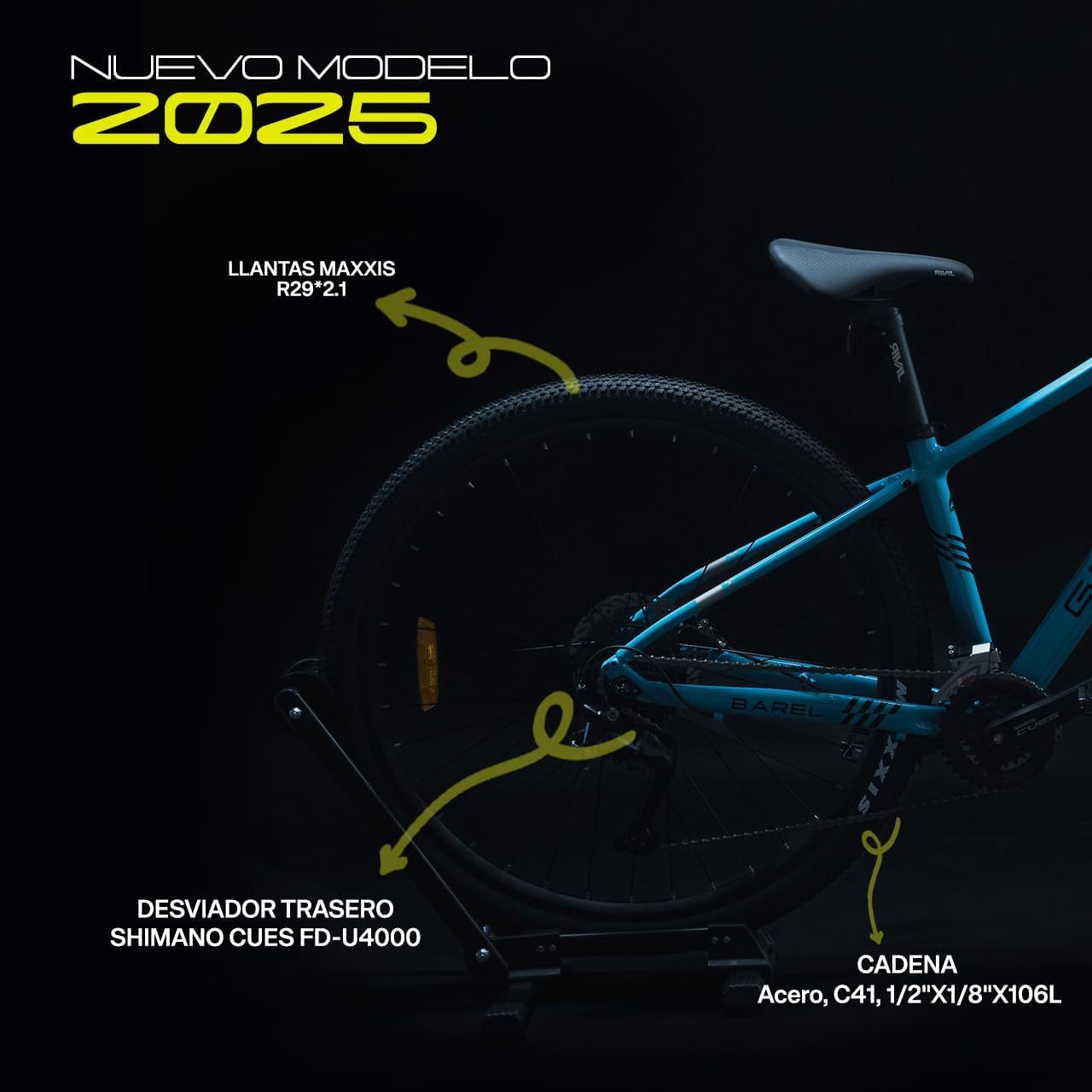GRAVEL Bicicleta de Montaña Barel | Bicicleta R29 - Cuadro Aluminio 15 kg | Transmisión Cues 18V | Frenos Hidráulicos y Llantas Kenda