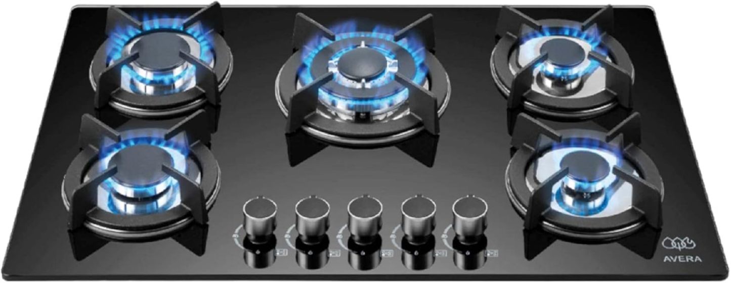 Combo Parrilla de Gas 5 Quemadores VT5, Campana Cocina para Isla 76 cm CEN76C, Horno de GAS NATURAL Empotrable HE01NAT AVERA