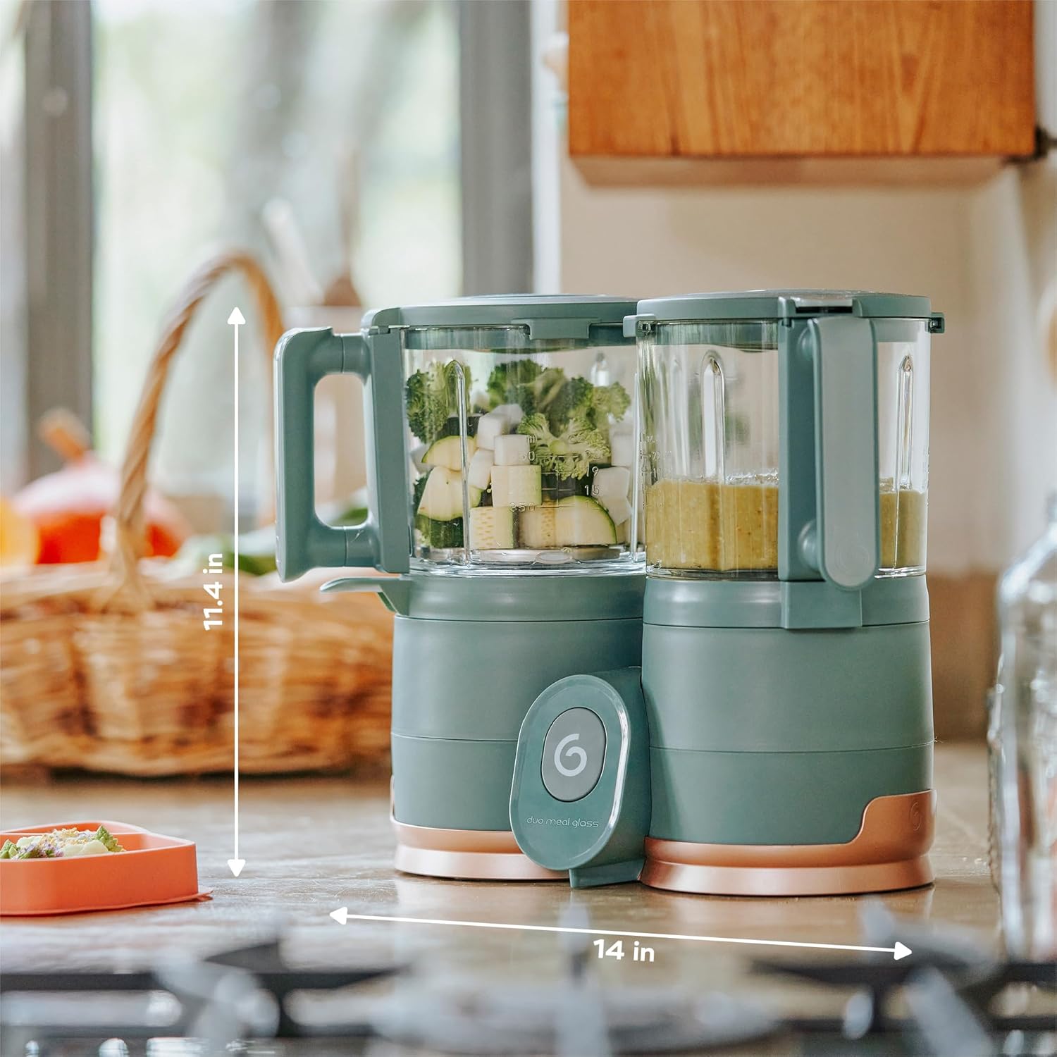 Babymoov Duo Meal 6 en 1: Procesador de Alimentos para Bebés con Vaporizador y Licuadora de Velocidades Múltiples, Calienta y Descongela (Aprobado por Nutricionistas), Gris