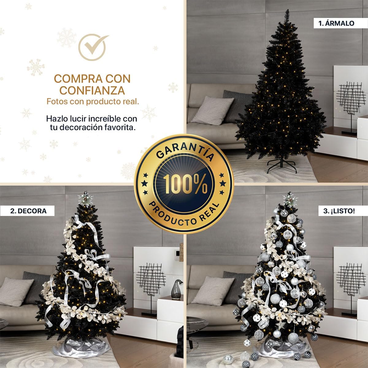ESQUIMAL Árbol de Navidad Frondoso Pino Navideño Plegable, Cedro del Himalaya (Verde, 2.2 m)