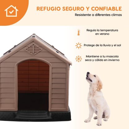 POLI PETS Casa de plástico para Perros, casa Duradera para Perros pequeños, medianos y Grandes, con Suelo Elevado y Rejillas de ventilación, ventila, fácil de Limpiar y Montar Dog Kennel
