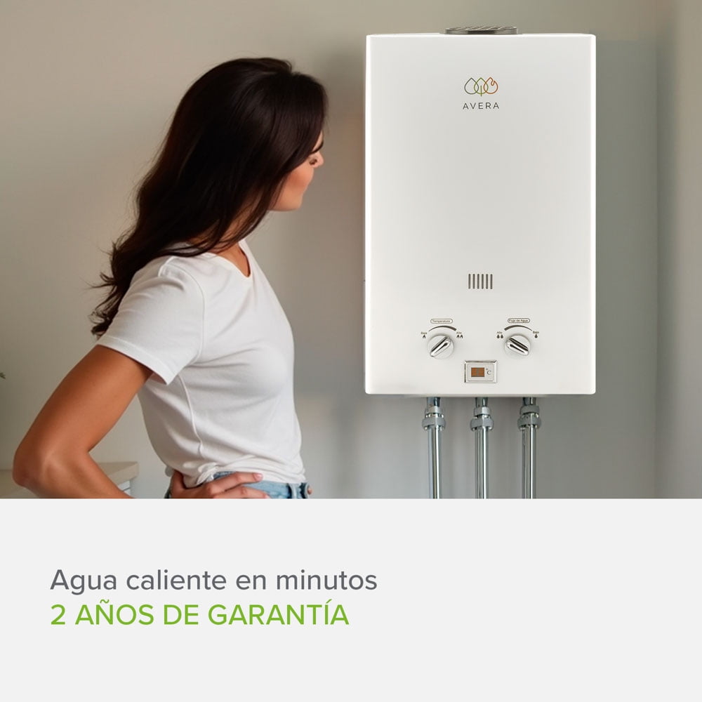 Calentador de Agua 6 Litros AVERA Boiler de Paso Gas Natural para 1 Servicio AVERA C6LNAT Calentador de Paso Uso Exclusivo Gas Natural