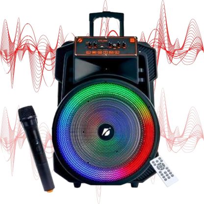 LINK BITS KTS-1666 Bocina Bluetooth Grande 15 Pulgadas, Recargable Altavoces Speaker Control y micrófono, bafle Karaoke para Fiesta con Luz Led