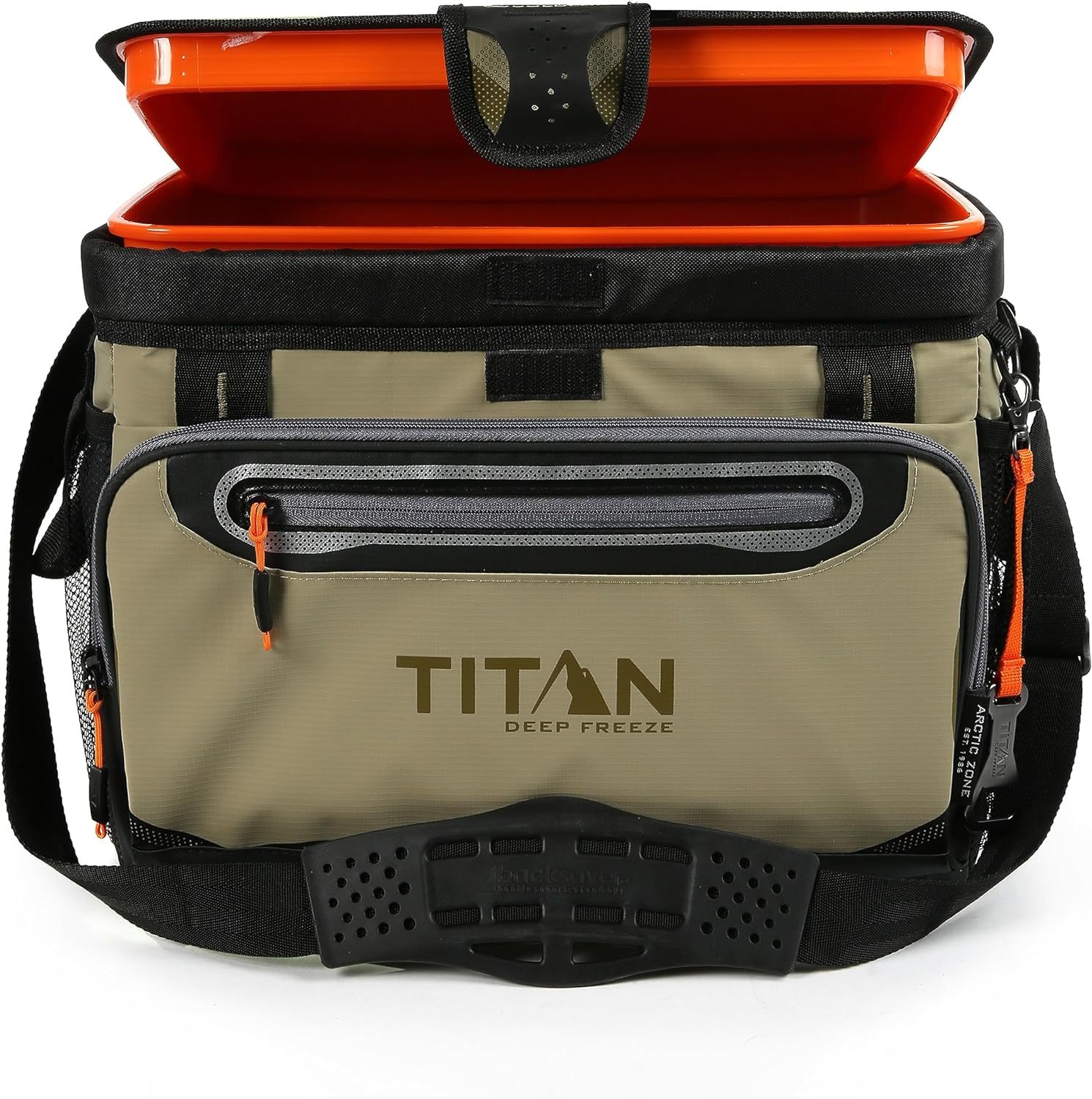 Congelador Arctic Zone Titan, 48 latas, congelador rígido sin cremallera, congelador verde musgo con aislamiento de congelación profunda, revestimiento rígido y SmartShelf-----Abridor de botellas