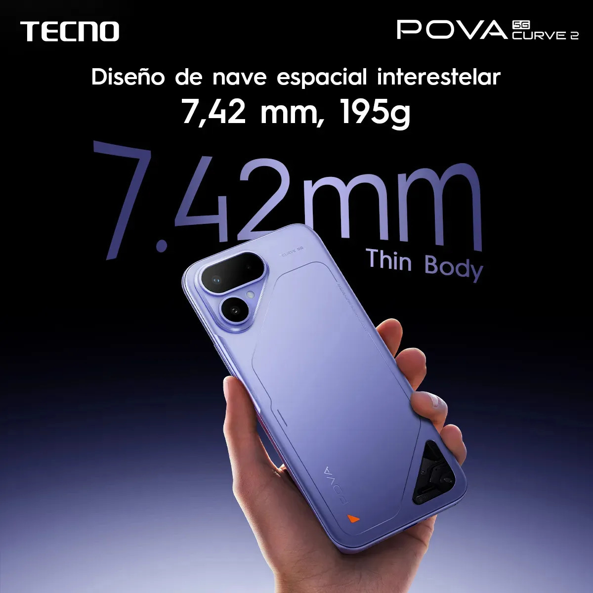 📱Celular 5G, 8GB+8GB RAM +256GB, Batería 8000mAh, Carga 45W, Pantalla Curva AMOLED 1.5K 144Hz, NFC, Cámara 50MP, Diseño Nave Espacial