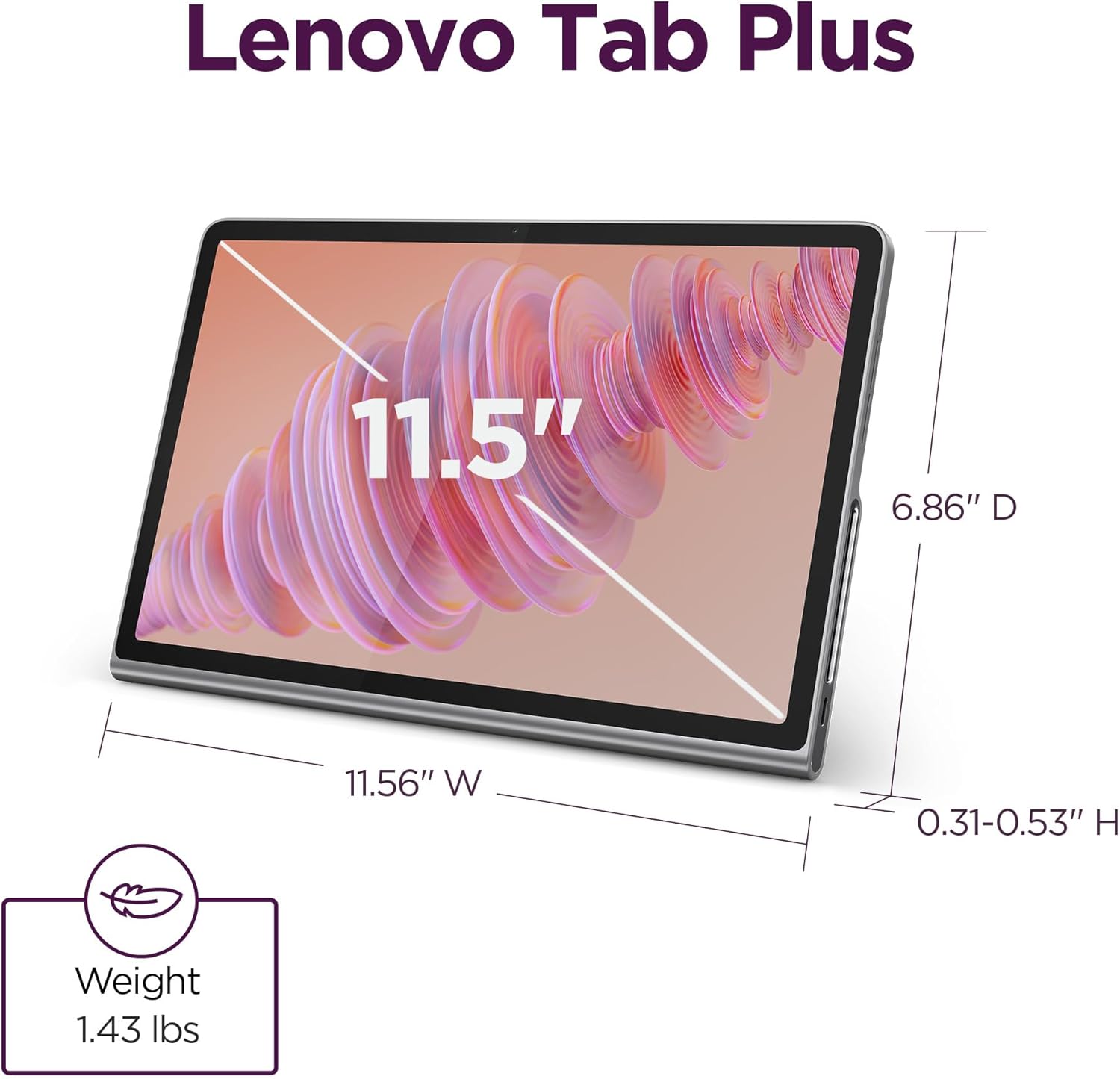 Lenovo Tab Plus - 2024 - Tablet de Entretenimiento Premium - 8 Altavoces JBL® - visualización táctil LCD 2K de 11.5" - Memoria de 8 GB - Almacenamiento de 128 GB - MediaTek™ Helio G99 - Funda Folio