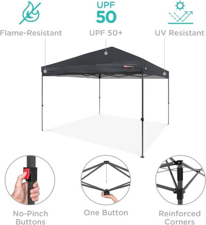 Best Choice Products - Toldo de armado fácil de 1 persona con un botón, tienda portátil e instantánea, funda, 3 x 3 metros, 4 bolsas de peso, color azul