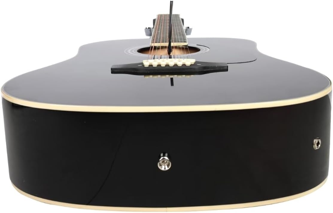 Jidyous-41 Inch,4/4,Guitarra Electroacústica 12 cuerdas,con Funda Acolchada, afinadores, Tirantes de guitarra,cuerdas, paletas, capó, adecuada para adultos jóvenes de nivel medio (Black)
