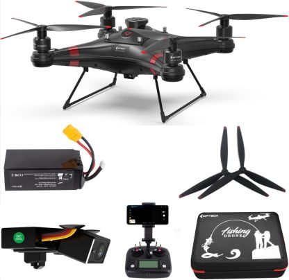 Drone de pesca con cámara 4K con liberación automática de cebo de caída, 33 minutos con GPS, carga útil de 6.6 lbs, drones impermeables para adultos pescadores (hélices de batería