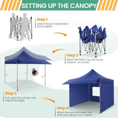 COBIZI - Toldo desplegable de 10 x 20 Pulgadas con 6 Paredes Laterales, toldo Impermeable para Eventos al Aire última intervensión, UPF 50+ cenador portátil para Fiestas, Playa, Camping, Boda,