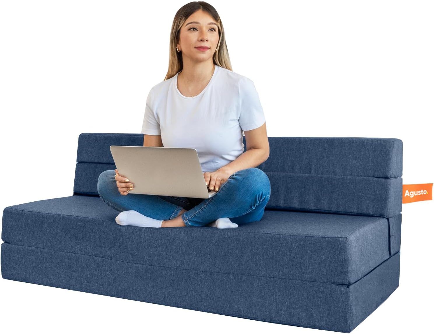 AGUSTO Sofá Cama Matrimonial Multifunción Colchon Plegable Futon Chaise Sillon Puff (Gris Oxford)