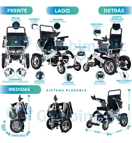 Silla De Ruedas Electrica Plegable Aluminio Ligera Portatil