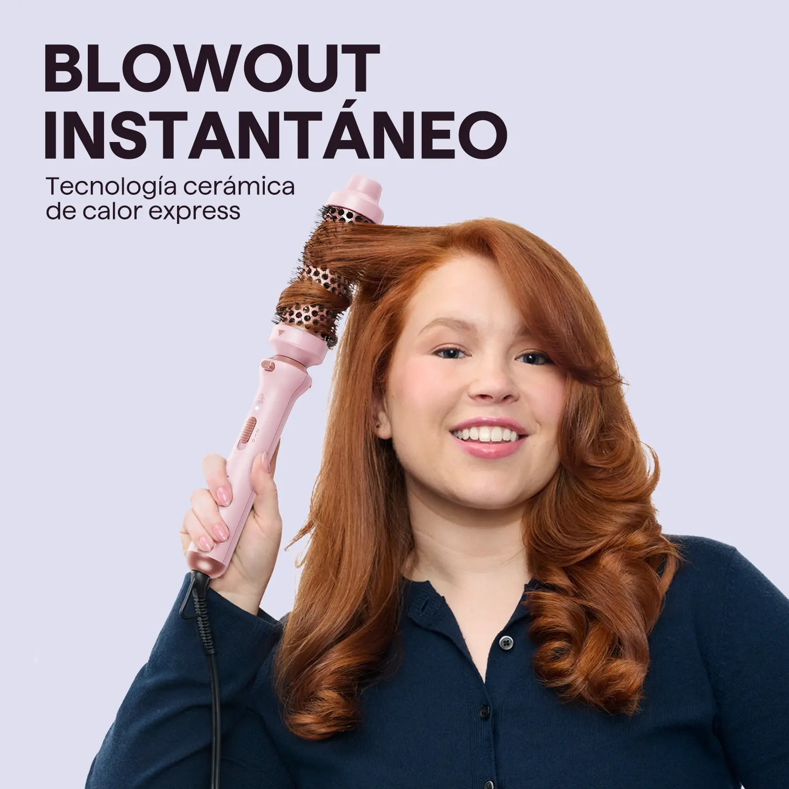 5 en 1 Ceramic Curling Wand, Rizador de Pelo de calentamiento rápido de 1/2 a 1 1/2 pulgadas y Cepillo Térmico, Rizadora para Cabello de Doble Voltaje, Oro Rosa