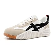 LEU LEU Tenis para Mujer Casuales,Zapatos Mujer Cómodos,Zapatillas de Rayas Acolchadas de PU para...