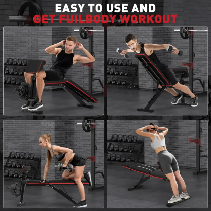 Banco de pesas plegable, capacidad de peso de 880 libras, placa de pesas no incluida, banco de entrenamiento de press de banca para gimnasio en casa, banco para hacer ejercicio, equipo de entrenamiento de abdominales inclinados y declinados, extensión de