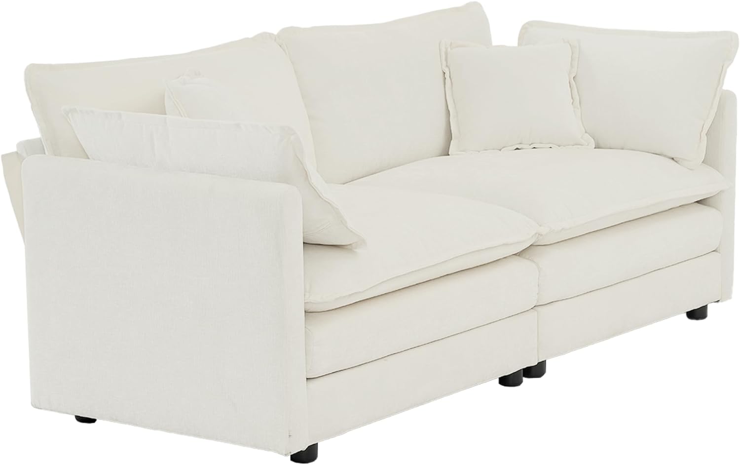 Neylory - Sofá de dos plazas con 2 almohadas para sala de estar, recámara, departamento, 2 plazas de felpilla para asiento profundo