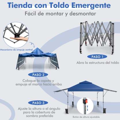 Costway 3x3m Pabellón Emergente Instantáneo Plegable para Exterior con Dos Mitades de Toldo Carpa Portátil Ajustable en Altura para Camping