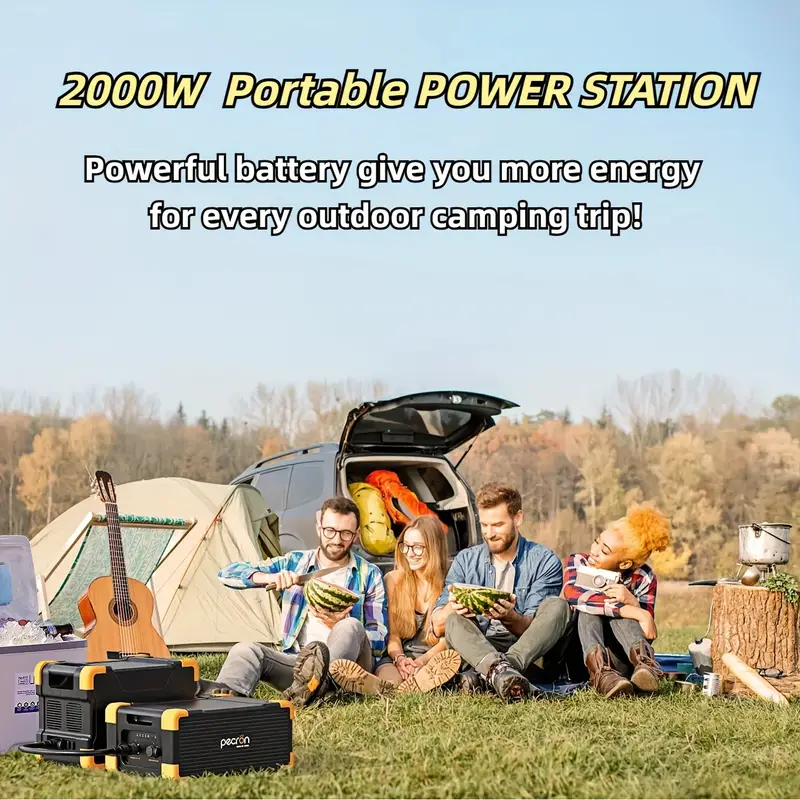 Estación de energía portátil PECRON E2000LFP 1920Wh/2000W con kit de carrito de panel solar de 400W, 16 puertos de salida/6 tomacorrientes de CA de 110V/2 salida de CC/PD 100W UBS-C Carga rápida Generador solar Batería