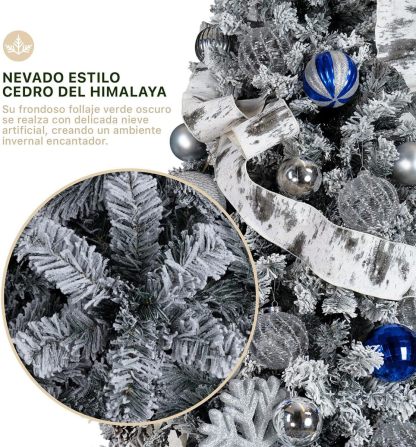 ESQUIMAL Árbol de Navidad Frondoso con Ramas Escarchadas, Pino Navideño (Rosa Nevado, 2.2 m)