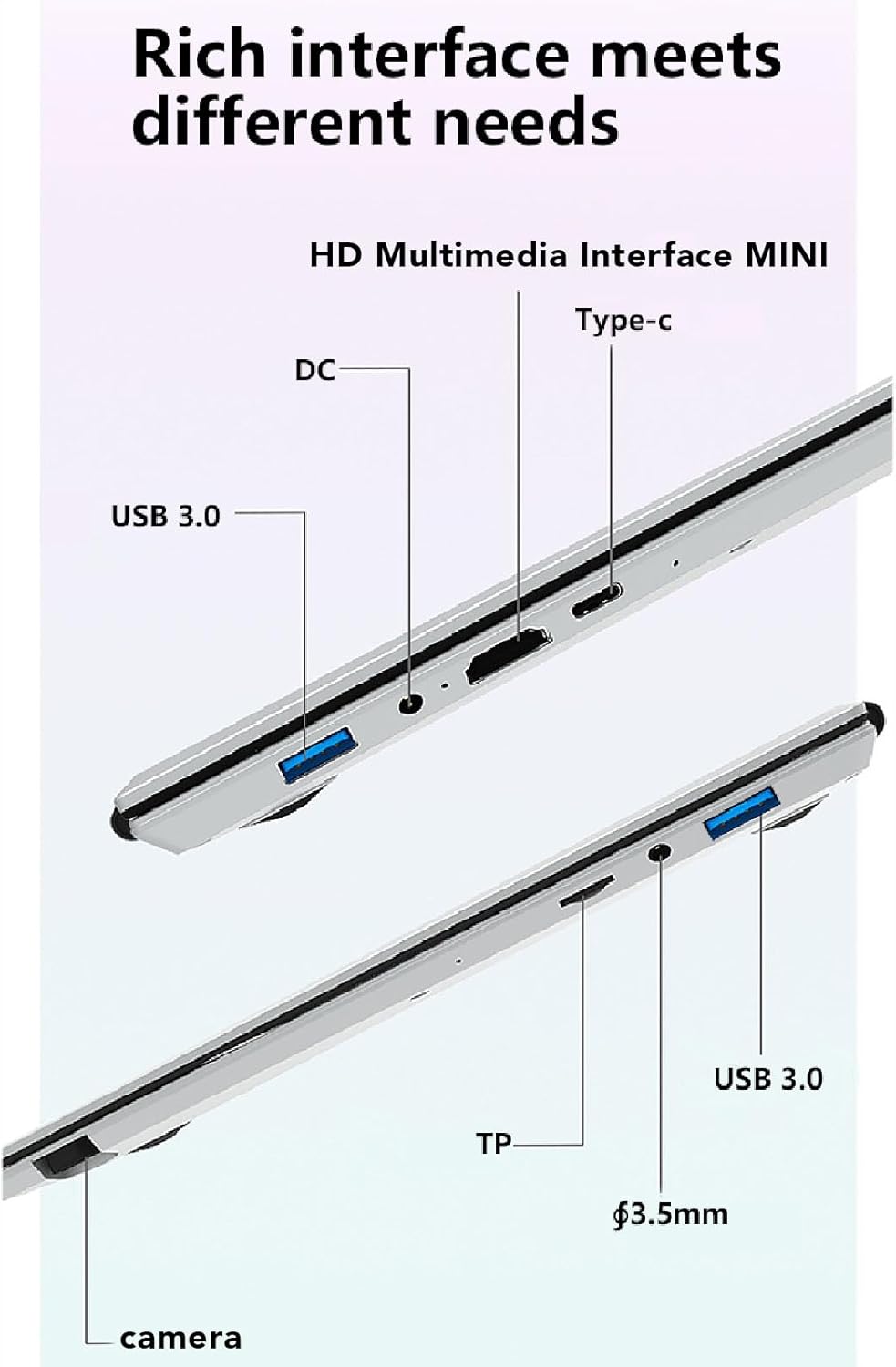 Haofy Laptop de Pantalla Doble, 1280x800 Pantalla Táctil IPS de 7 Pulgadas 16GB HD Laptop Plata Desbloqueo de Huellas Dactilares para Negocios para 11 (16GB+1TB Enchufe de EE. UU.)
