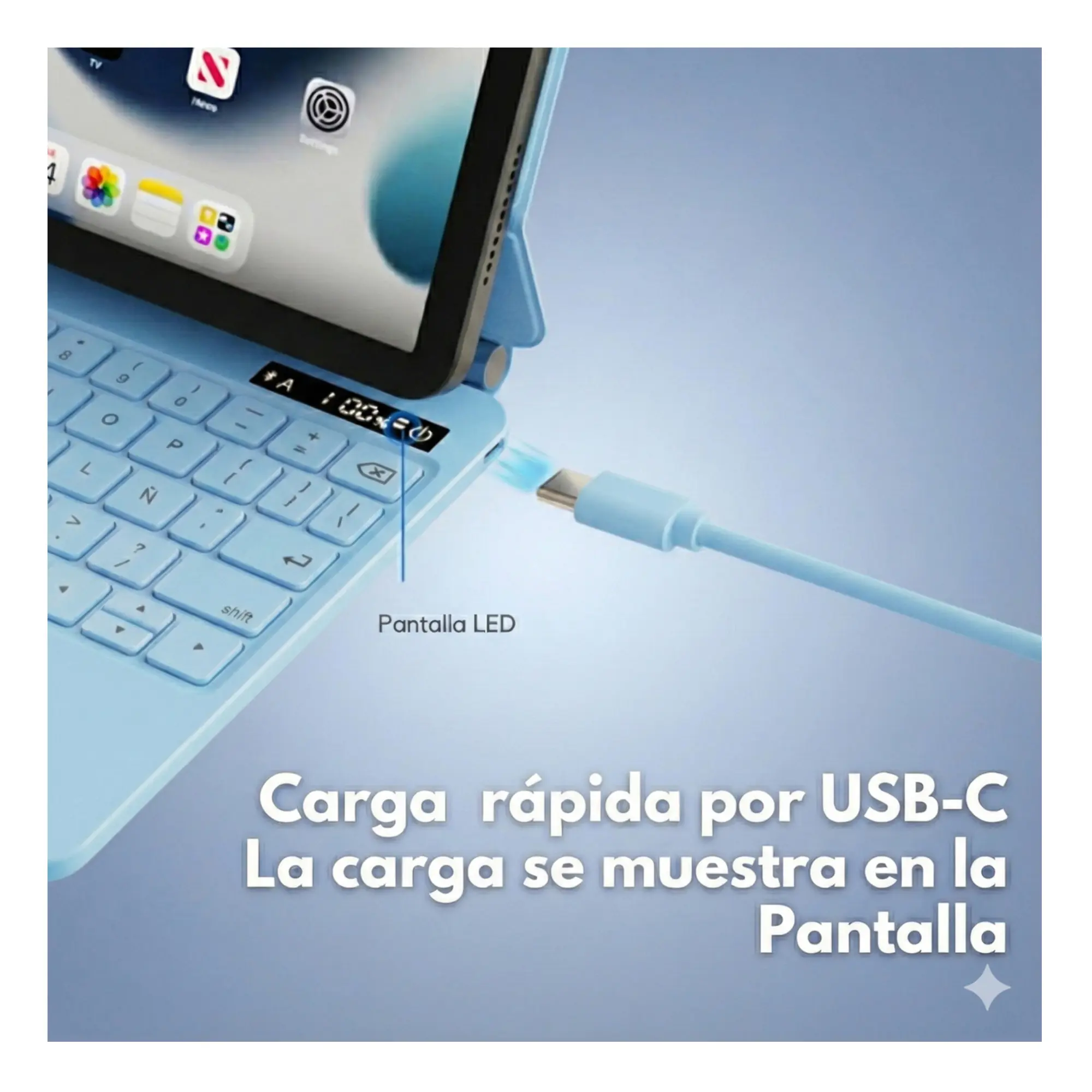 Mr. Gadgets Keyboard Case Pro Compatible Para iPad Funda Teclado Rgb En Español Ñ Magnética Teclado Mágico Conexión Inalambrica