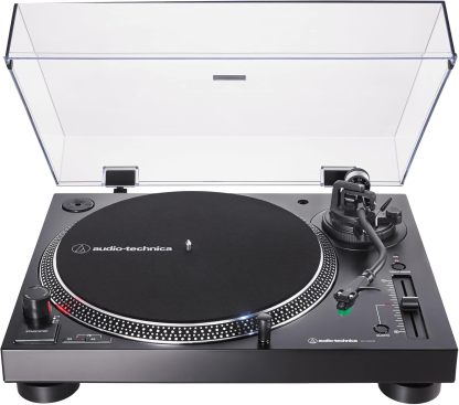 Audio-Technica - Tocadiscos AT-LP120XUSB-BK con accionamiento directo (analógico y USB), totalmente manual, alta fidelidad, 3 velocidades, convierte vinilo a digital, antipatinaje y control de tono variable, negro