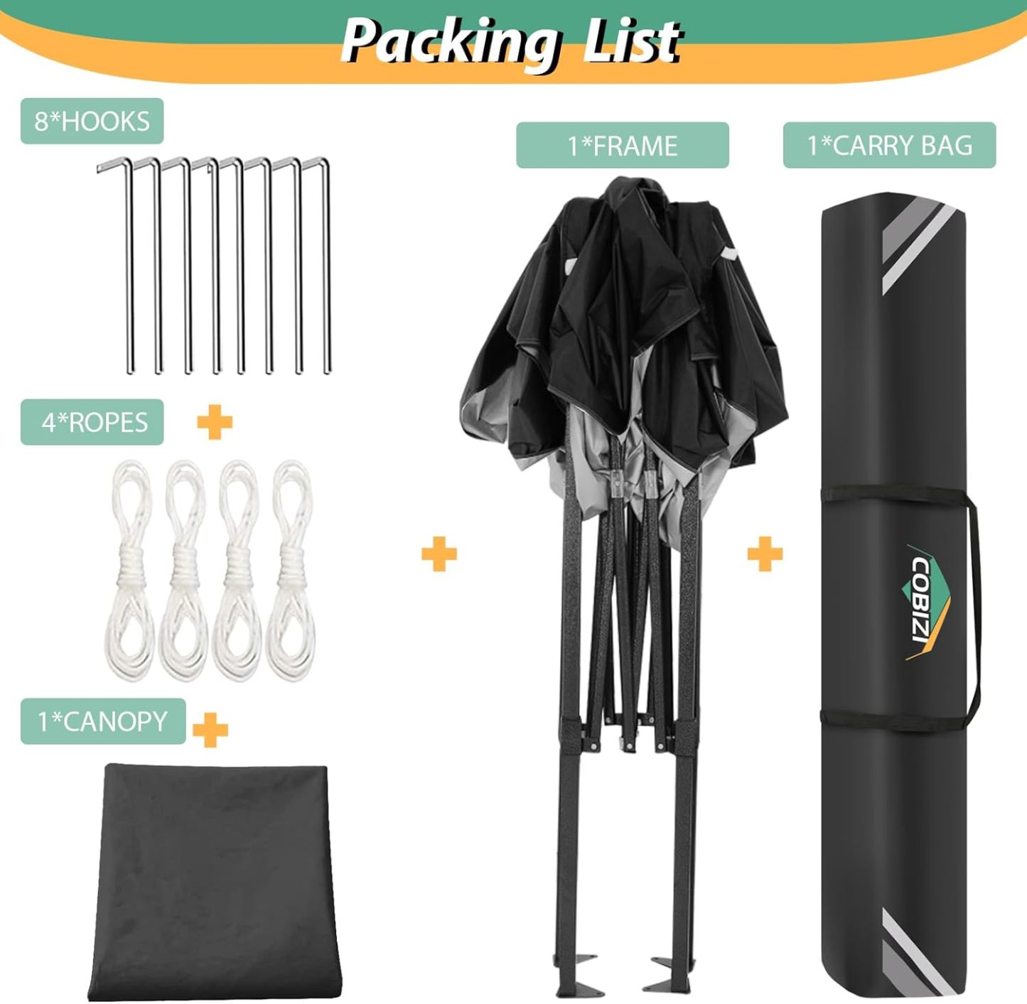 COBIZI - Toldo desplegable de 10 x 20 Pulgadas con 6 Paredes Laterales, toldo Impermeable para Eventos al Aire última intervensión, UPF 50+ cenador portátil para Fiestas, Playa, Camping, Boda,