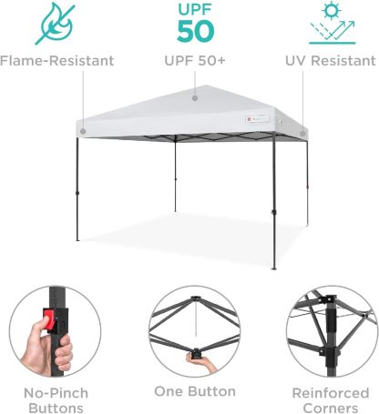 Best Choice Products - Toldo de armado fácil de 1 persona con un botón, tienda portátil e instantánea, funda, 3 x 3 metros, 4 bolsas de peso, color azul