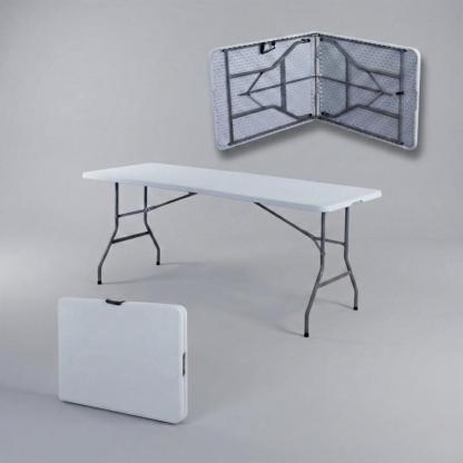 Mesa Plegable de Plástico Resistente Color Blanca 180 centimetros